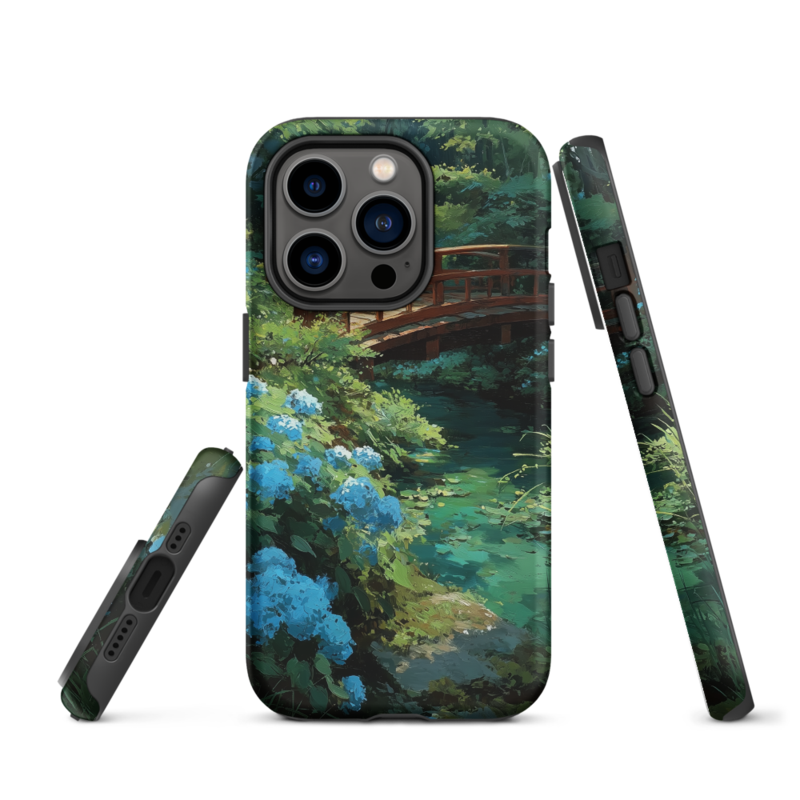Serene Japanese Garden with Hydrangeas Phone Case