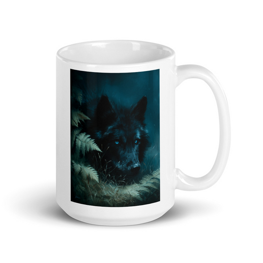 Gaze of the Abyss: Black Wolf Mug
